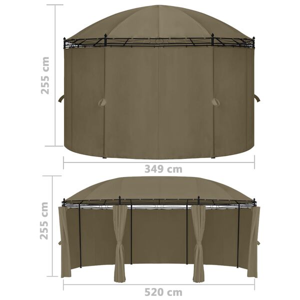 vidaXL Κιόσκι με Κουρτίνες Taupe 520 x 349 x 255 εκ. 180 γρ./μ²