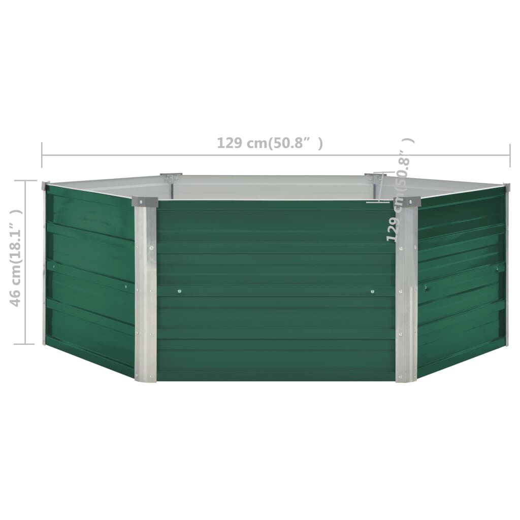 vidaXL Ζαρντινιέρα Ψηλή Πράσινη 129x129x46 εκ. Γαλβανισμένος Χάλυβας