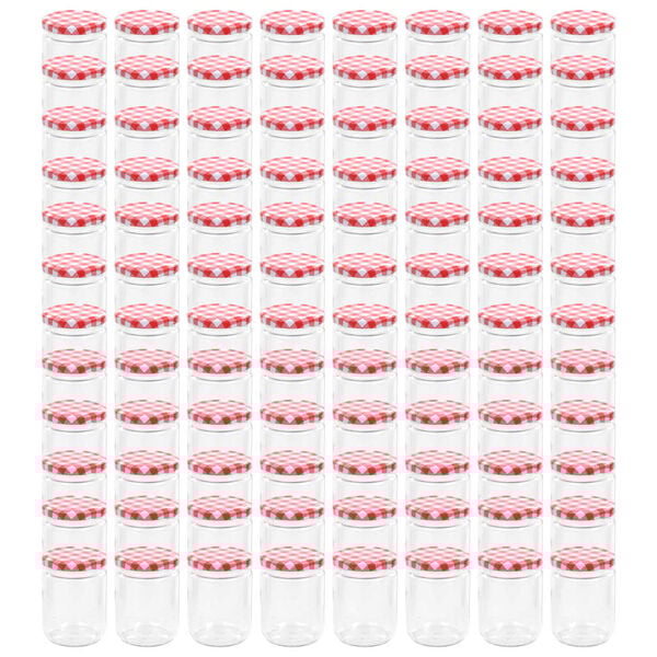 vidaXL Βάζα Μαρμελάδας 96 τεμ. 230 ml Γυάλινα με Κόκκινα/Λευκά Καπάκια