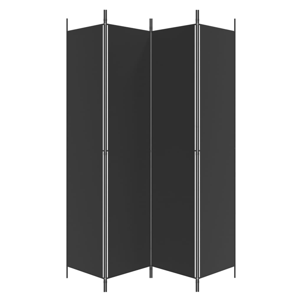 vidaXL Διαχωριστικό Δωματίου με 4 Πάνελ Μαύρο 200 x 220 εκ. Υφασμάτινο