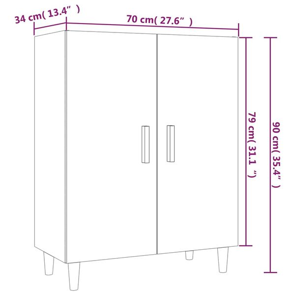 vidaXL Ντουλάπι Λευκό 70 x 34 x 90 εκ. από Επεξεργασμένο Ξύλο