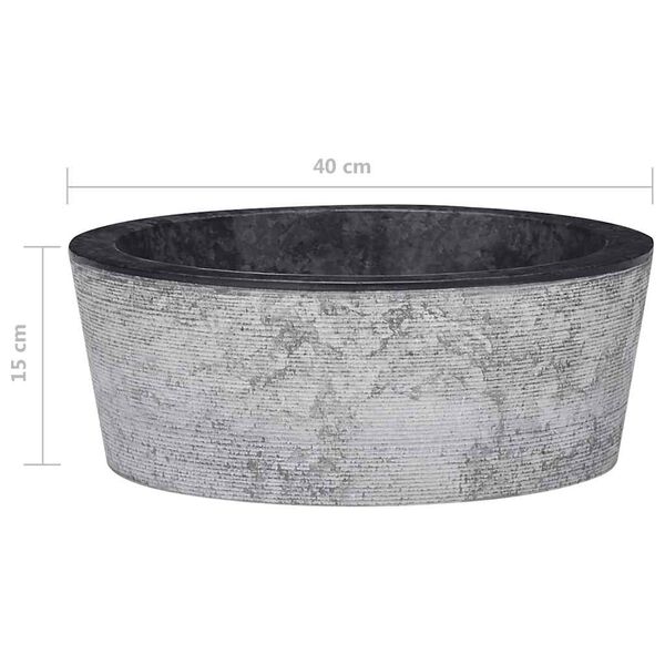 vidaXL Νιπτήρας Μαύρος Ø40 x 15 εκ. Μαρμάρινος