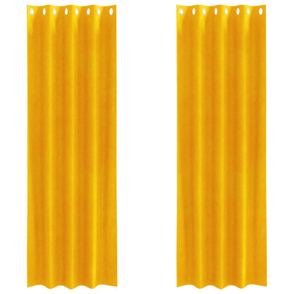 vidaXL Κουρτίνες 2 pcs κίτρινο μουσταρδί 140 x 245 cm Βελούδο