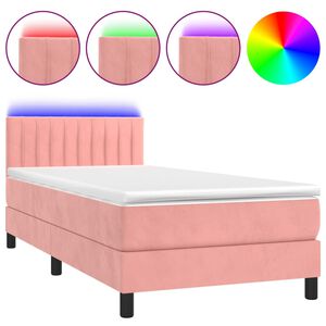 vidaXL &Kappa;&rho;&epsilon;&beta;ά&tau;&iota; Boxspring &mu;&epsilon; &Sigma;&tau;&rho;ώ&mu;&alpha; & LED &Rho;&omicron;&zeta; 80 x 200 &epsilon;&kappa;. &Beta;&epsilon;&lambda;&omicron;ύ&delta;&iota;&nu;&omicron;