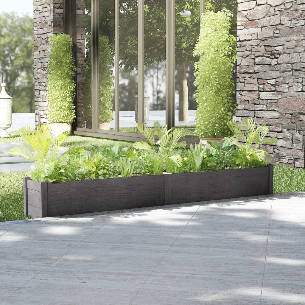 vidaXL Ζαρντινιέρα Γκρι 200 x 31 x 31 εκ. από Μασίφ Ξύλο Πεύκου