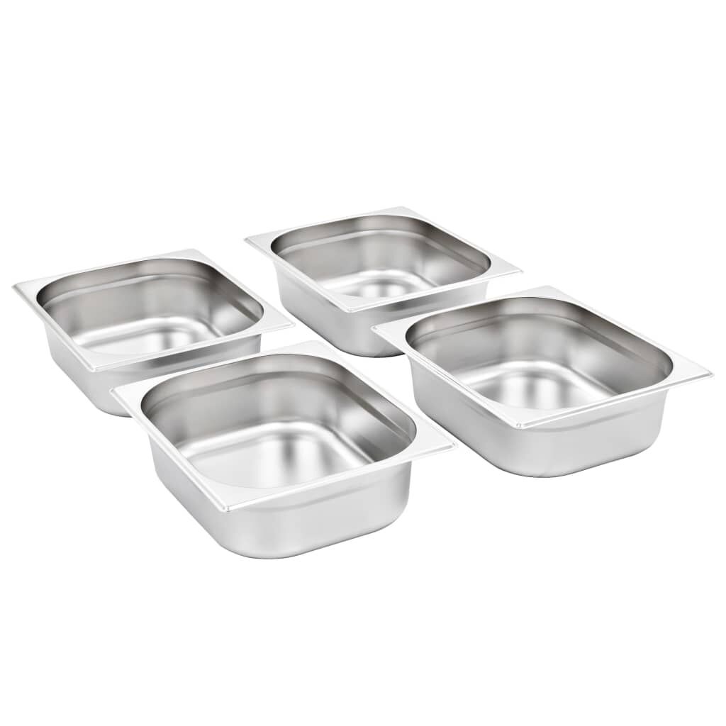 vidaXL Λεκάνες Gastronorm 4 τεμ. GN 1/2 100 χιλ. από Ανοξείδωτο Ατσάλι