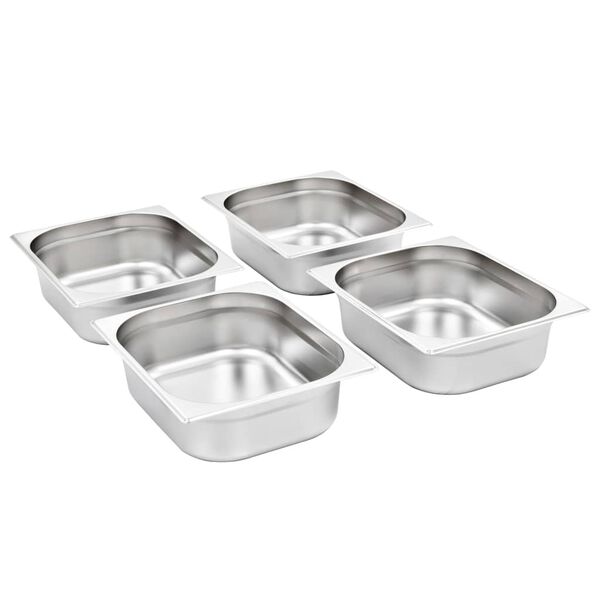 vidaXL Λεκάνες Gastronorm 4 τεμ. GN 1/2 100 χιλ. από Ανοξείδωτο Ατσάλι