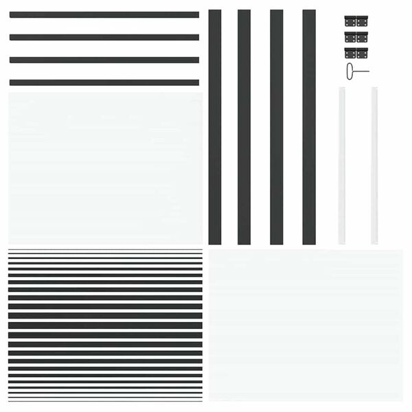 vidaXL Εσωτερική Πόρτα Μαύρο 93 x 201.5 cm Tempered γυαλί, Αλουμίνιο