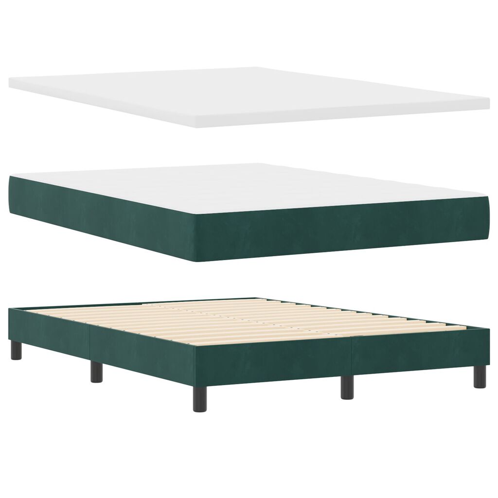 Κρεβάτι Box Spring με Στρώμα vidaXL Σκούρο Πράσινο 140x200 εκ Βελούδο