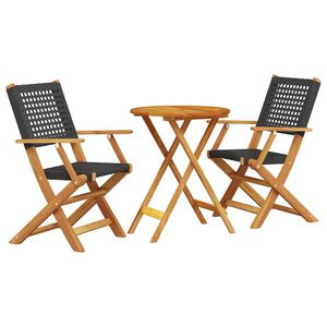 vidaXL &Sigma;&epsilon;&tau; &Epsilon;&pi;ί&pi;&lambda;&omega;&nu; Bistro 3 &tau;&epsilon;&mu;. &Mu;&alpha;ύ&rho;&omicron; &Rho;&alpha;&tau;ά&nu;/&Mu;&alpha;&sigma;ί&phi; &Xi;ύ&lambda;&omicron;