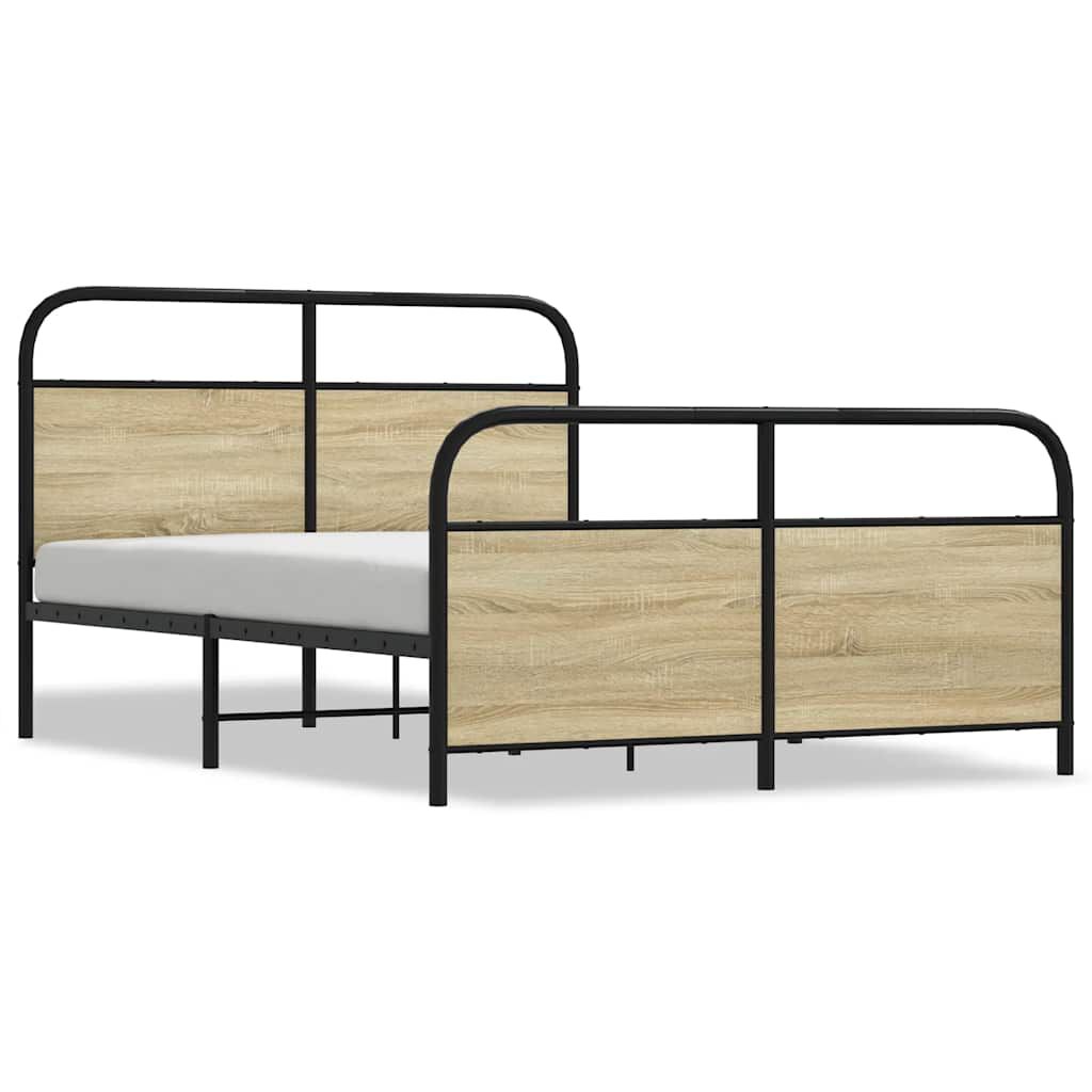 vidaXL Σκελετός Κρεβ. Χωρίς Στρώμα Sonoma Δρυς 140x200 εκ. Μεταλλικό