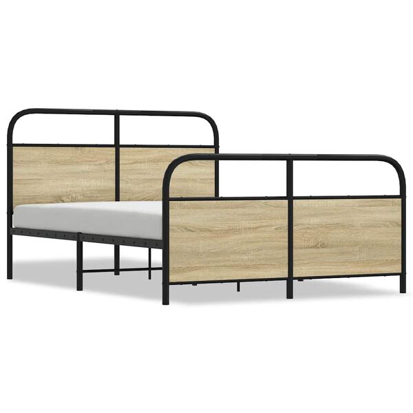 vidaXL Σκελετός Κρεβ. Χωρίς Στρώμα Sonoma Δρυς 140x200 εκ. Μεταλλικό
