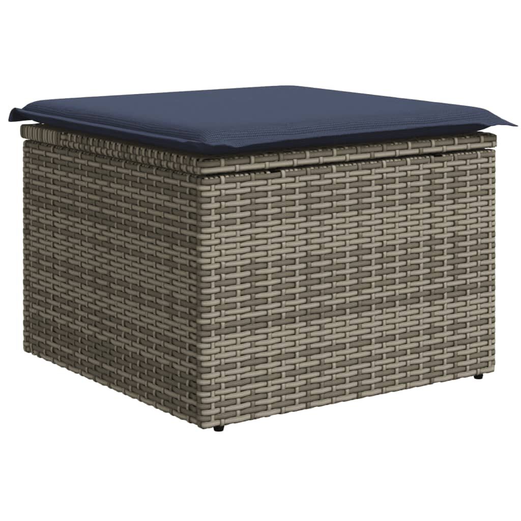 vidaXL Σκαμπό Κήπου με Μαξιλάρι Γκρι 55x55x37 εκ. Ρατάν
