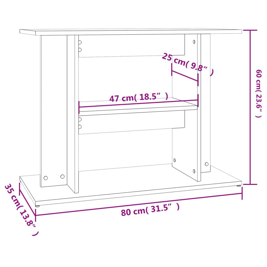 vidaXL Βάση Ενυδρείου Καπνιστή Δρυς 80x35x60 εκ. Επεξεργασμένο Ξύλο