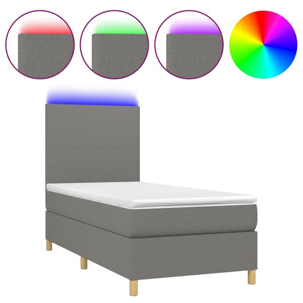 vidaXL &Kappa;&rho;&epsilon;&beta;ά&tau;&iota; Boxspring &mu;&epsilon; &Sigma;&tau;&rho;ώ&mu;&alpha; & LED &Sigma;&kappa;.&Gamma;&kappa;&rho;&iota; 100x200 &epsilon;&kappa; &Upsilon;&phi;&alpha;&sigma;&mu;ά&tau;&iota;&nu;&omicron;
