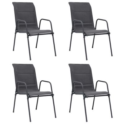 vidaXL Καρέκλες Κήπου Στοιβαζόμενες 4 τεμ. Ανθρακί Ατσάλι / Textilene
