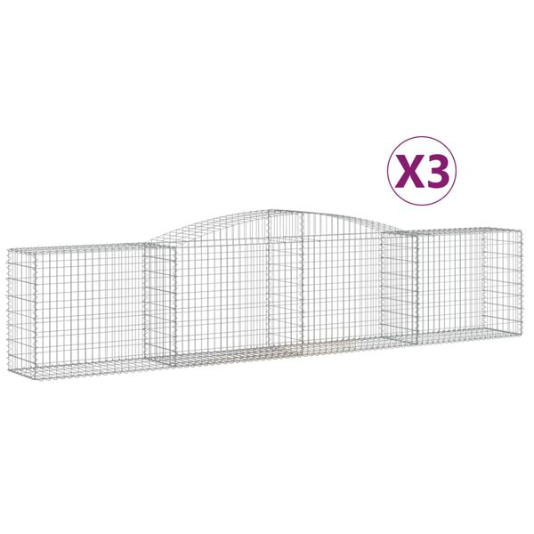 vidaXL Συρματοκιβώτια Τοξωτά 3 τεμ. 400x50x80/100 εκ. Γαλβαν. Ατσάλι