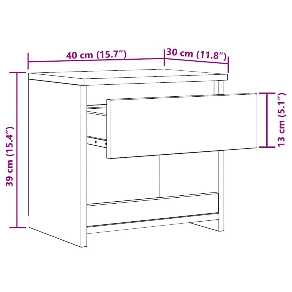 vidaXL Κομοδίνο Καπνιστή Δρυς 40 x 30 x 39 εκ. από Επεξεργασμένο Ξύλο