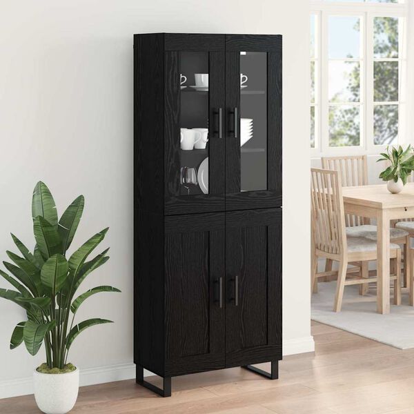 vidaXL Highboard 2 pcs &Mu;&alpha;ύ&rho;&eta; &Omicron;&xi;&upsilon;ά &Sigma;ύ&nu;&theta;&epsilon;&tau;&omicron; &Xi;ύ&lambda;&omicron; &kappa;&alpha;&iota; &Gamma;&upsilon;&alpha;&lambda;ί
