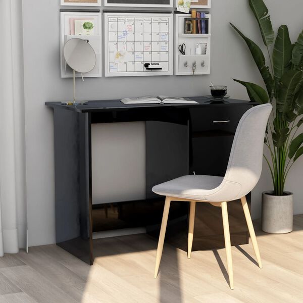 vidaXL Γραφείο Γυαλιστερό Μαύρο 100 x 50 x 76 εκ. από Μοριοσανίδα