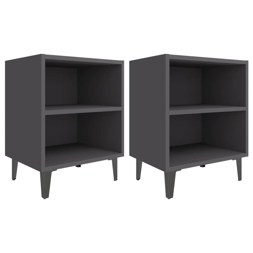 vidaXL Κομοδίνα 2 τεμ. Γκρι 40x30x50 εκ. με Μεταλλικά Πόδια