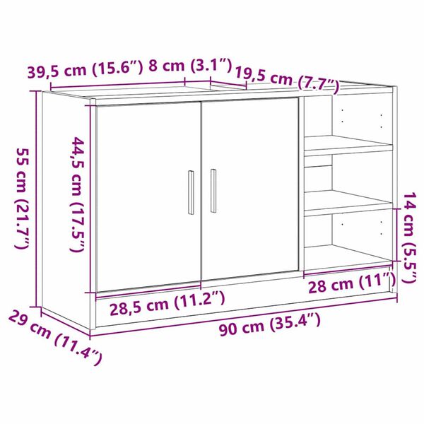 vidaXL Ντουλάπι Νιπτήρα Μαύρη Οξυά 90 x 29 x 55 εκ. Επεξεργασμένο ξύλο