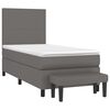vidaXL Κρεβάτι Boxspring με Στρώμα Γκρι 90x200 εκ. από Συνθετικό Δέρμα