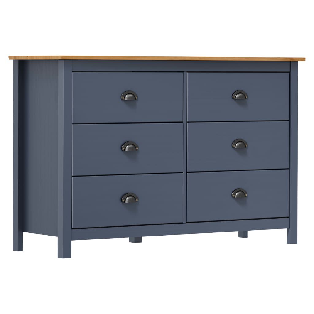 vidaXL Μπουφές Hill Γκρι 125x40x80 εκ. από Μασίφ Ξύλο Πεύκου
