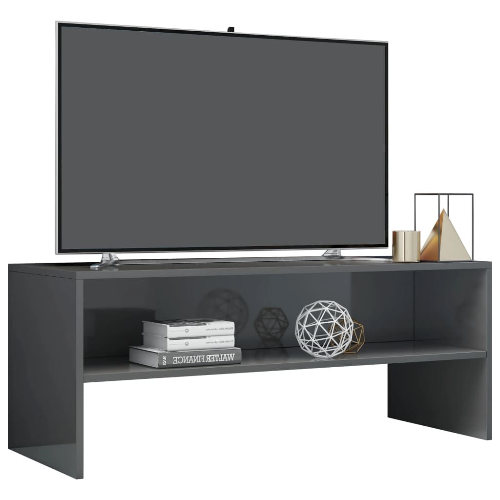 vidaXL Έπιπλο Τηλεόρασης Γυαλιστερό Γκρι 100x40x40 εκ. Επεξ. Ξύλο