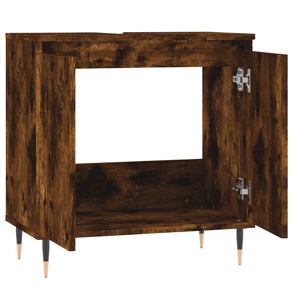 vidaXL Ντουλάπι Μπάνιου Καπνιστή Δρυς 58 x 33 x 60 εκ. Επεξεργ. Ξύλο