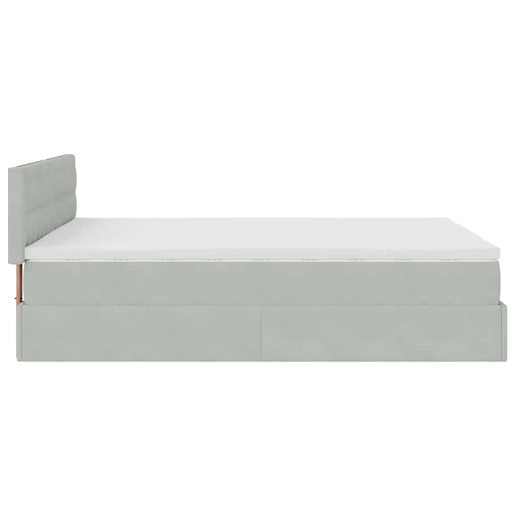 vidaXL Οθωμανικό κρεβάτι με στρώμα&LEDs Ανοιχτό γκρι 140x190cm Βελούδο
