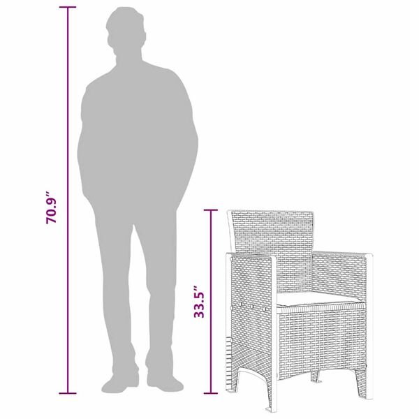 vidaXL Καρέκλα Κήπου 2 pcs Ανθρακί 53 x 49 x 85 εκ. PP