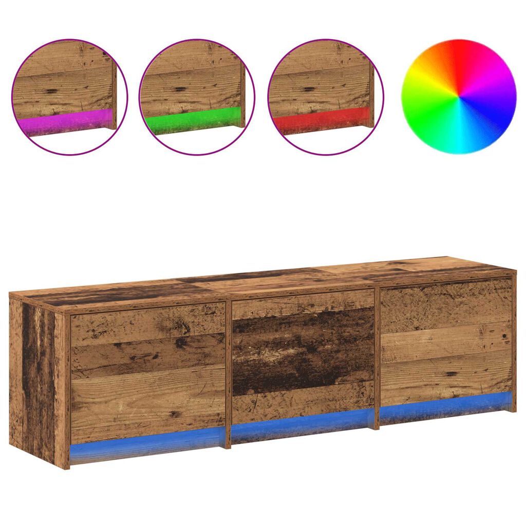 vidaXL Ντουλάπι τηλεόρασης με LED παλιό ξύλο 140x34x40 εκ. κατασκευασμένο ξύλο