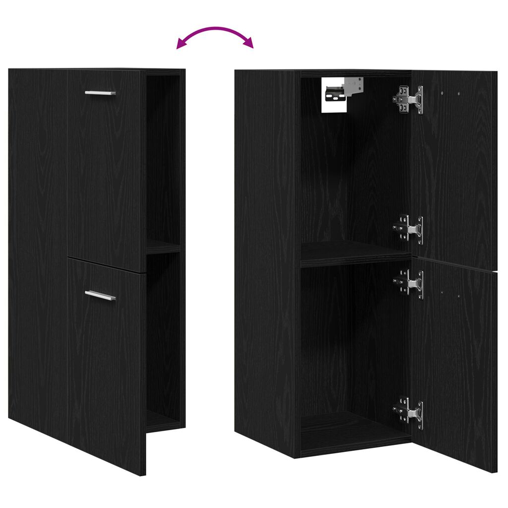 vidaXL Ντουλάπι Τοίχου Μπάνιου Μαύρη Δρυς 30x30x80 εκ, Κατασκευασμένο από Ξύλο