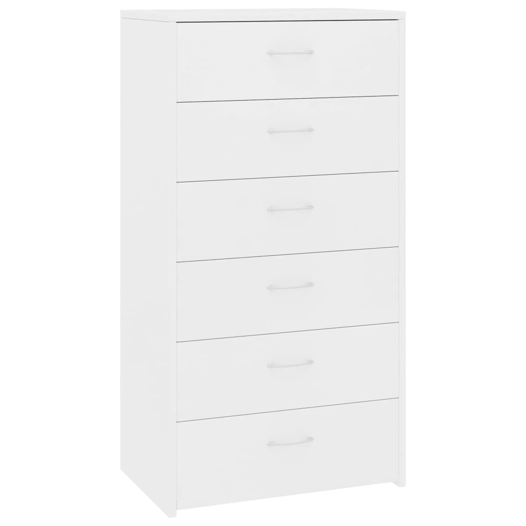 vidaXL Συρταριέρα με 6 Συρτάρια Λευκή 50 x 34 x 96 εκ. από Επεξ. Ξύλο