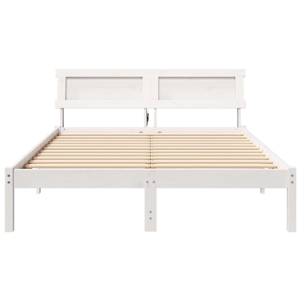 vidaXL Σκελετός Κρεβατιού Λευκό 135 x 190 cm Συμπαγές ξύλο πεύκου