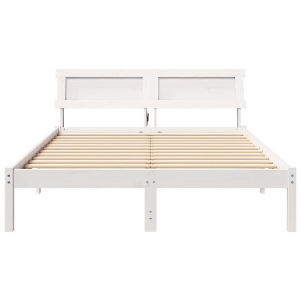vidaXL Σκελετός Κρεβατιού Λευκό 135 x 190 cm Συμπαγές ξύλο πεύκου