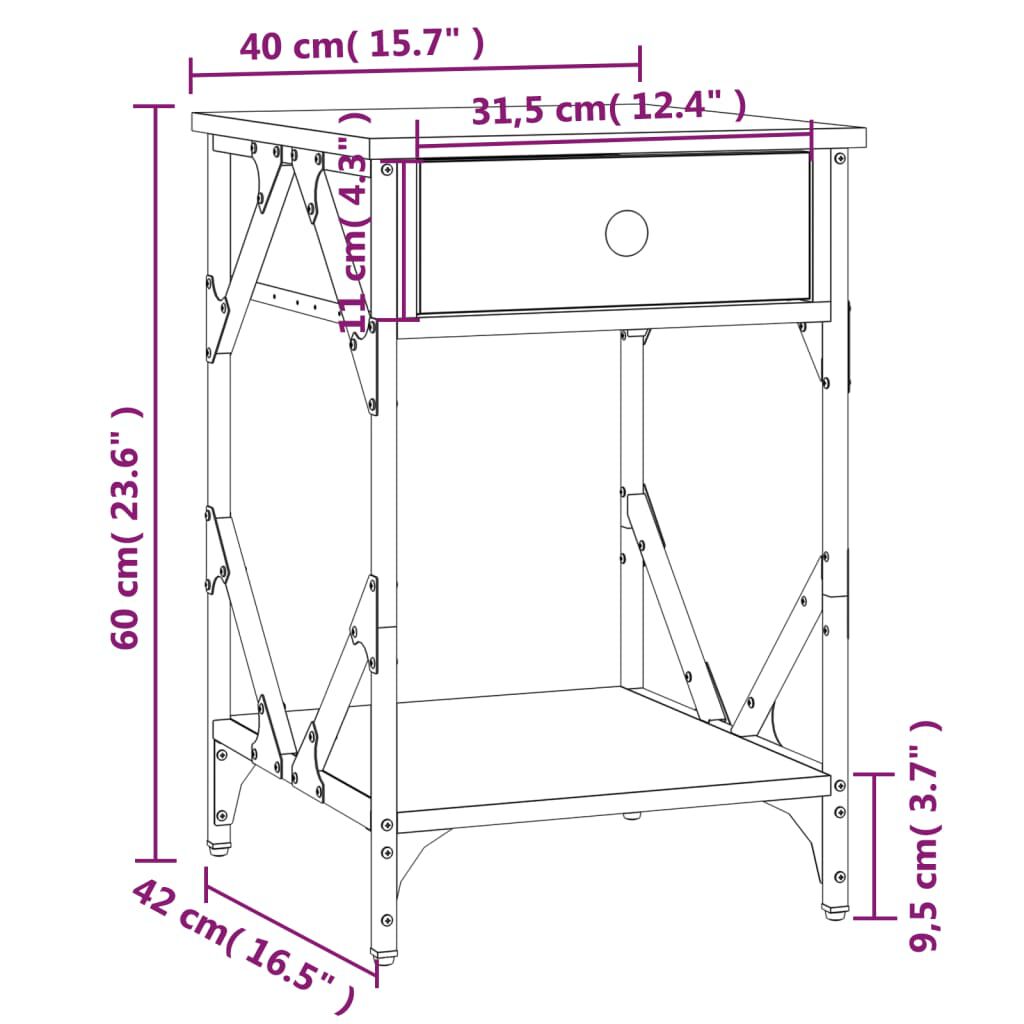 vidaXL Κομοδίνα 2 τεμ. Sonoma Δρυς 40x42x60 εκ. από Επεξεργασμένο Ξύλο