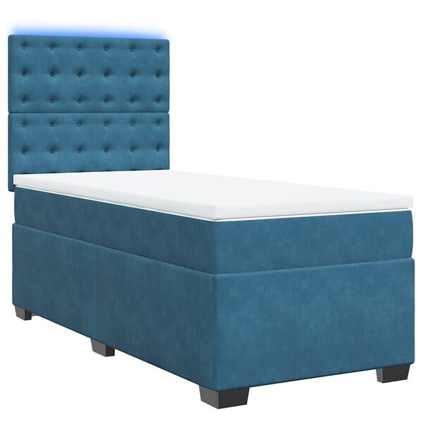 vidaXL Κρεβάτι Boxspring με Στρώμα Μπλε 80 x 200 εκ. Βελούδινο