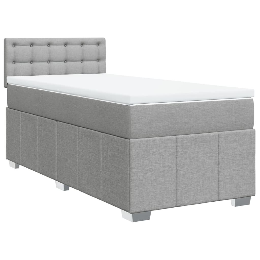 vidaXL Κρεβάτι Boxspring με Στρώμα Ανοιχτό Γκρι 90x200 εκ. Υφασμάτινο