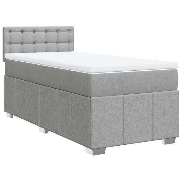 vidaXL Κρεβάτι Boxspring με Στρώμα Ανοιχτό Γκρι 90x200 εκ. Υφασμάτινο