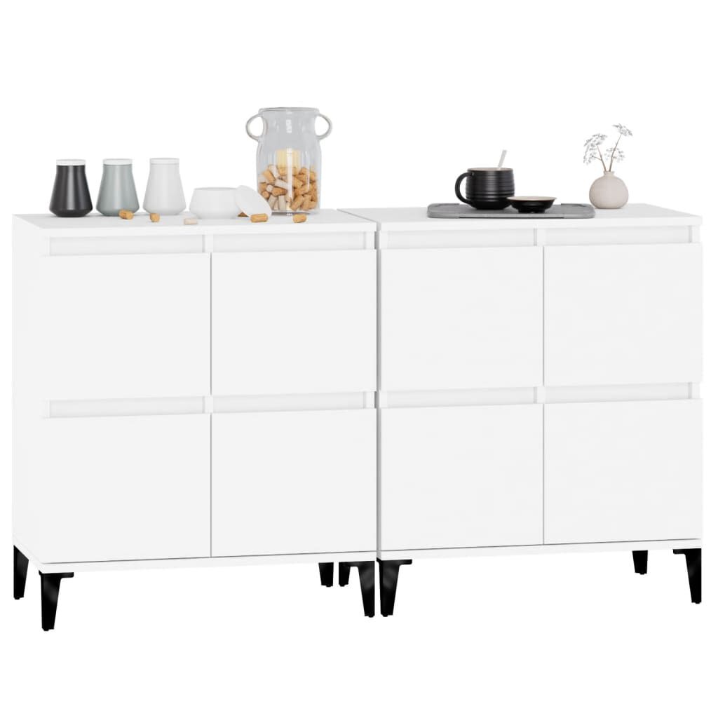 vidaXL Ντουλάπια 2 τεμ. Λευκά 60 x 35 x 70 εκ. από Επεξεργασμένο Ξύλο