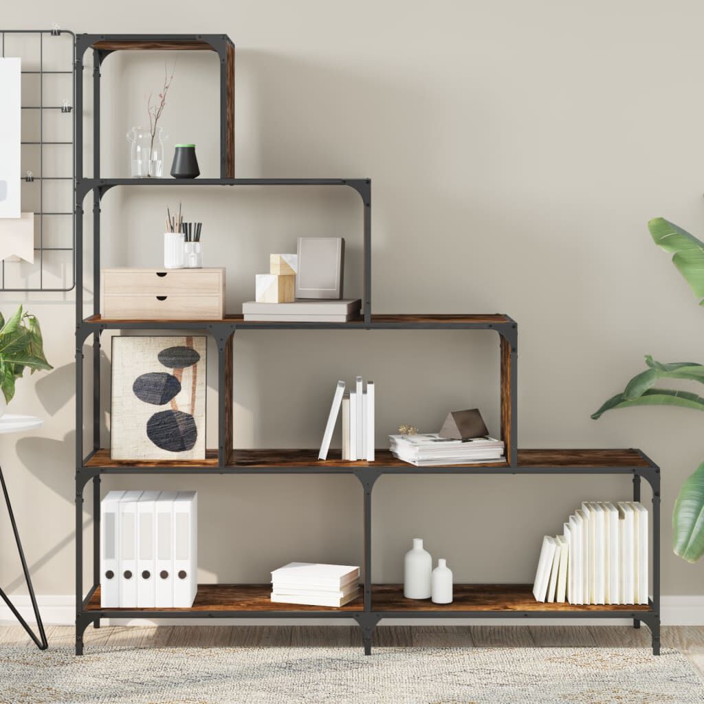 vidaXL Βιβλιοθήκη Σκάλα 4 Ράφια Καπν. Δρυς 139x33,5x149 εκ. Επεξ. Ξύλο