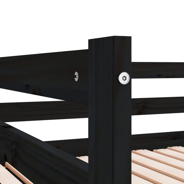 vidaXL Καναπές Κρεβάτι Μαύρος 2 x (90 x 200) εκ. από Μασίφ Ξύλο Πεύκου