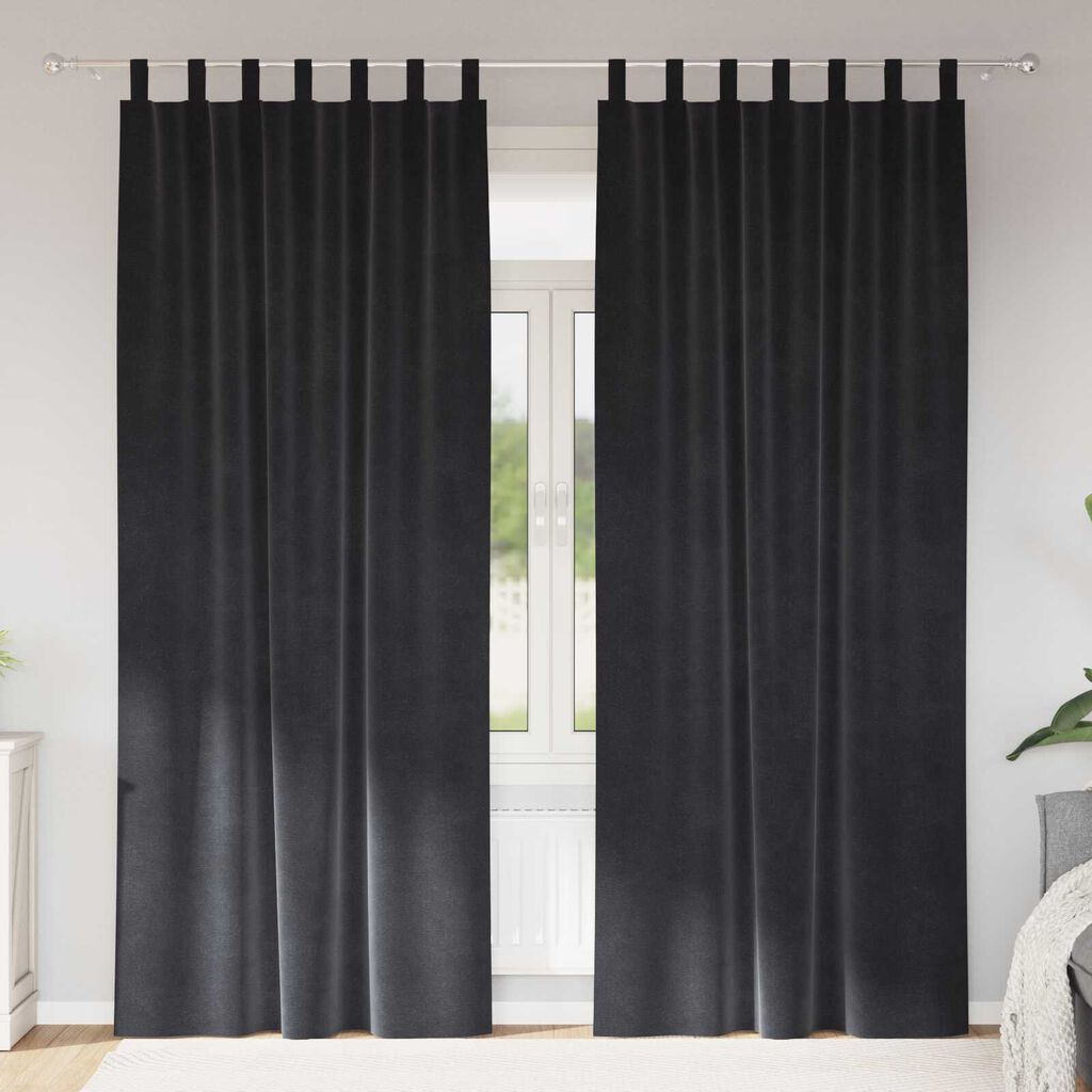 vidaXL Κουρτίνες με κουρτίνες 2 pcs Σκούρο γκρι 140 x 260 cm Βελούδο