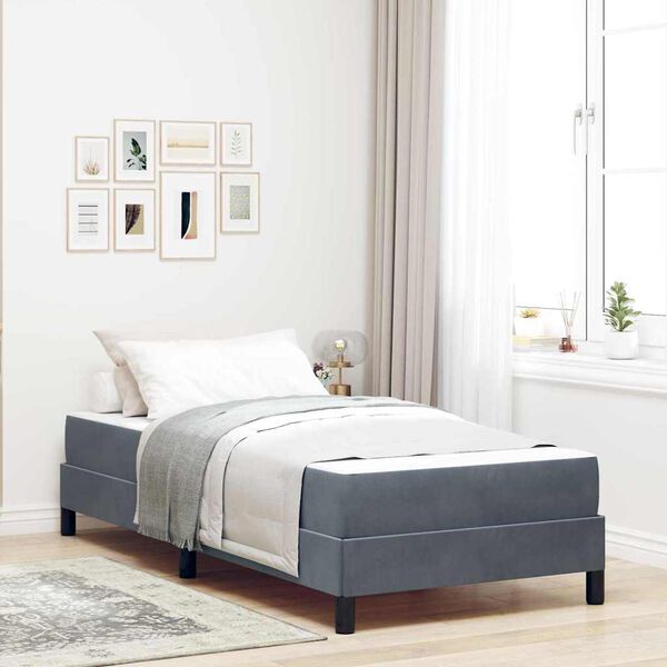 vidaXL Κρεβάτι box spring με στρώμα Σκούρο Γκρι 80 x 200 cm Βελούδο