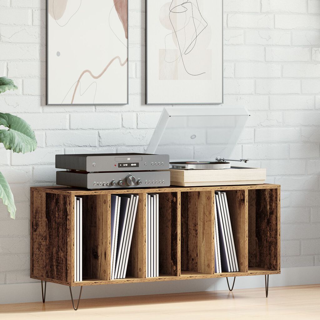 vidaXL Βαλιτσάκι Δίσκων Καφέ 100x38x48 εκ. Επεξεργασμένο Ξύλο
