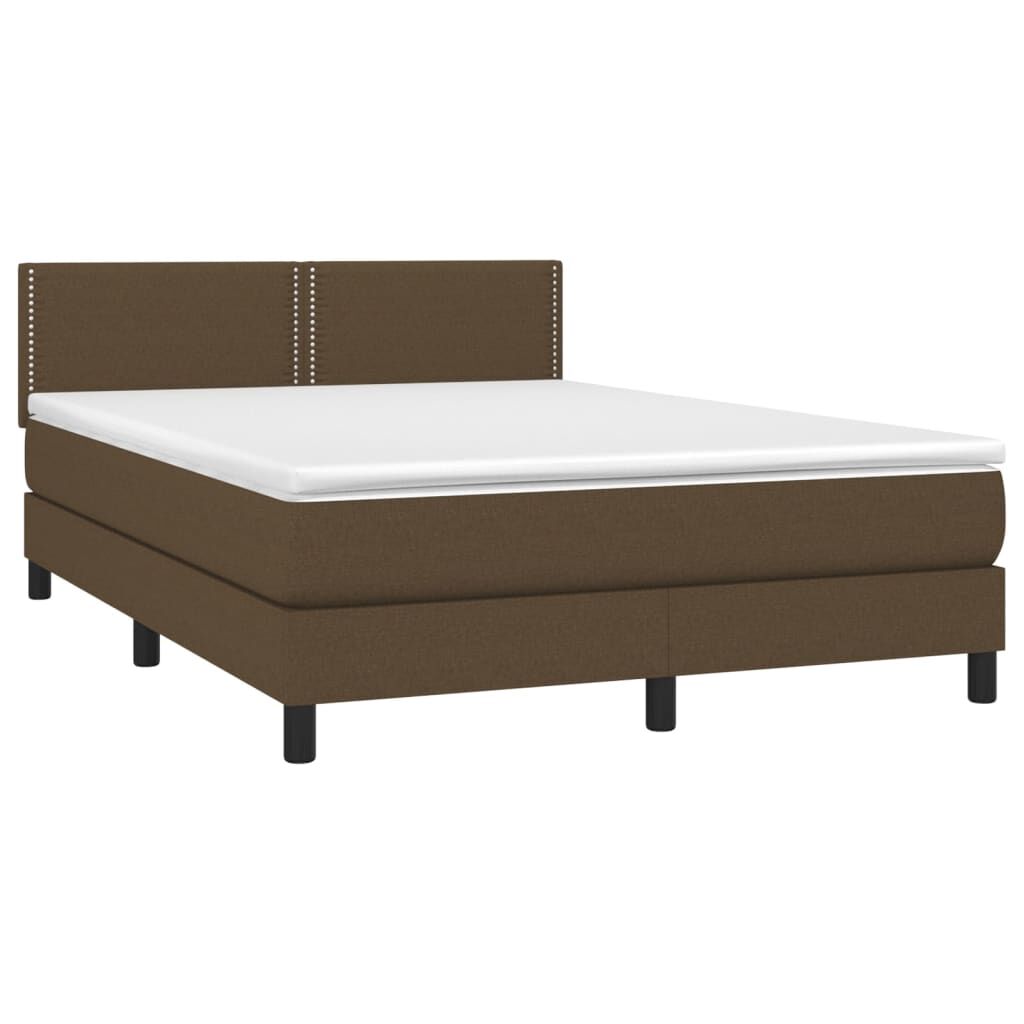vidaXL Κρεβάτι Boxspring με Στρώμα & LED Σκ.Καφέ 140x190 εκ Υφασμάτινο