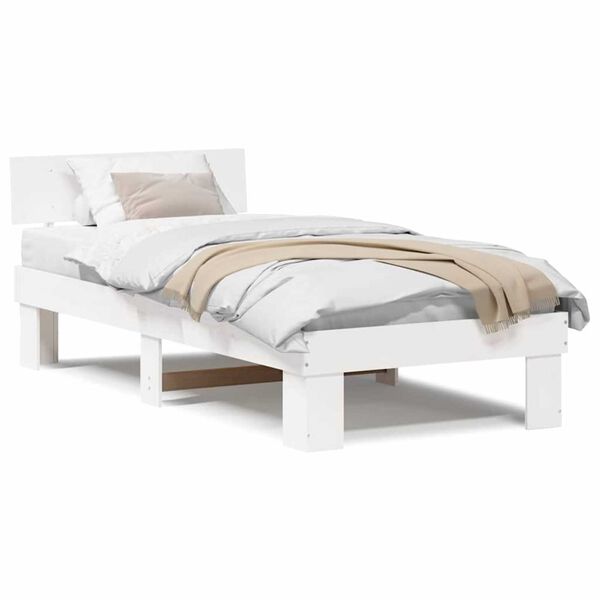 vidaXL Σκελετός Κρεβατιού Λευκό 90 x 190 cm Μασίφ ξύλο πεύκου