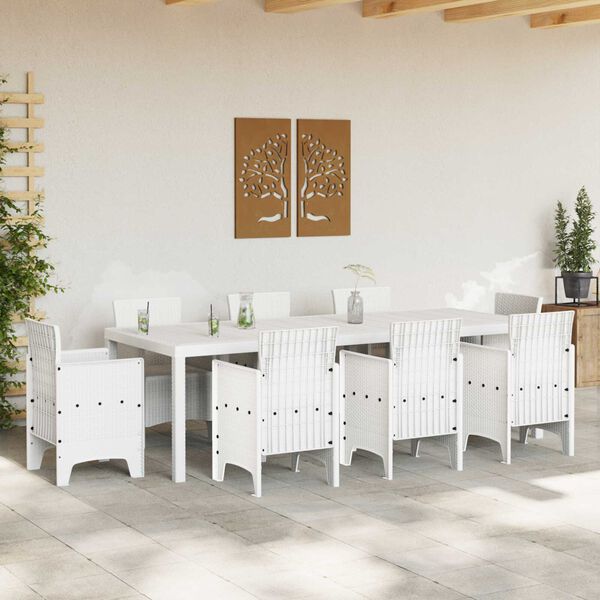vidaXL Τραπέζι Κήπου Λευκό 250x100x73 εκ. Πολυ Ράττον